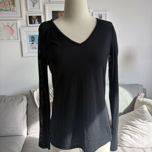 Marika Black Mesh Long Sleeve Women's Top